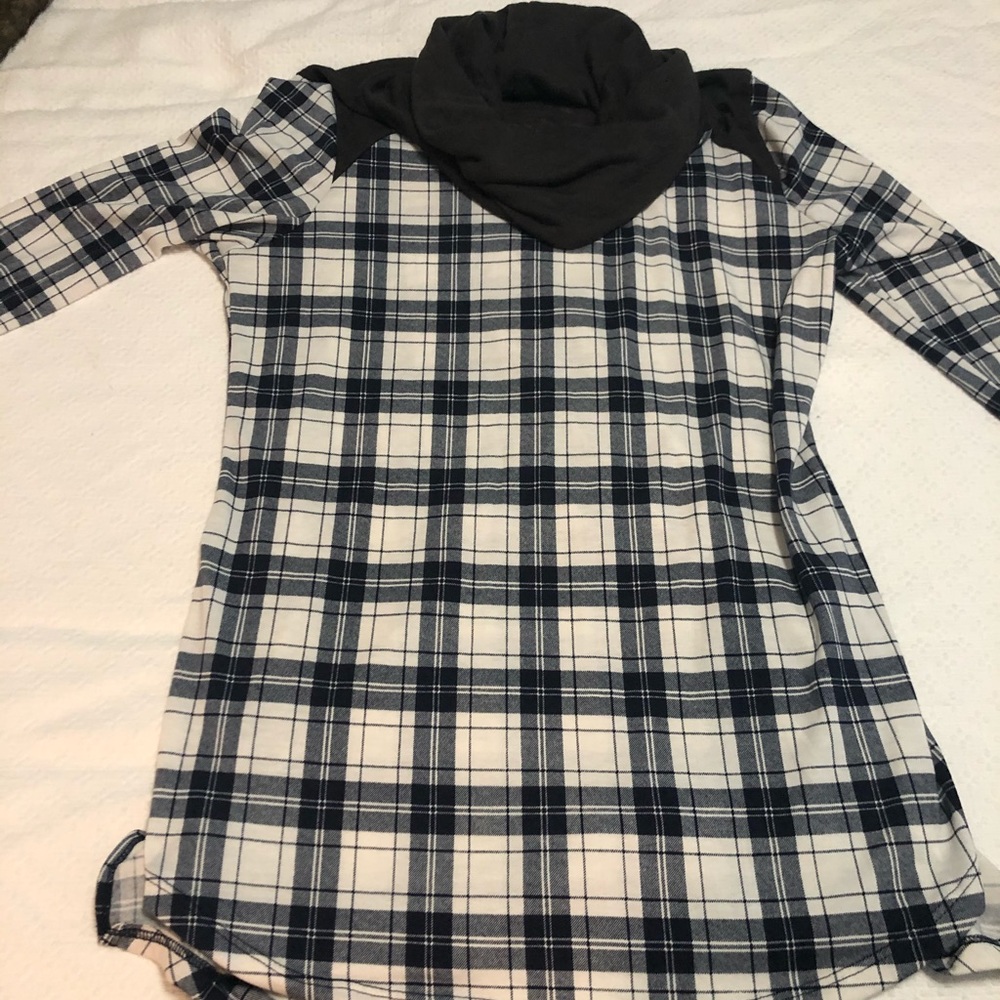 Plaid Shirt with Navy and Charcoal Tunic
